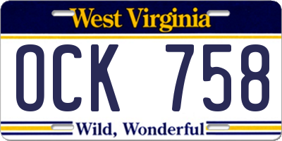 WV license plate OCK758