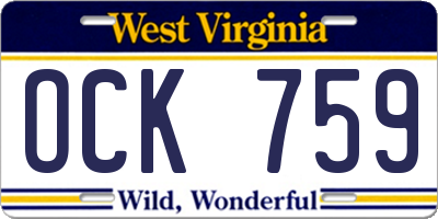WV license plate OCK759