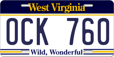 WV license plate OCK760