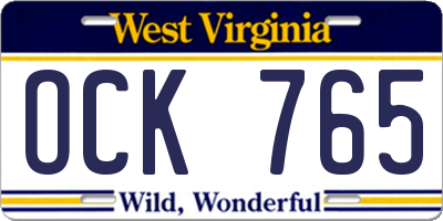 WV license plate OCK765
