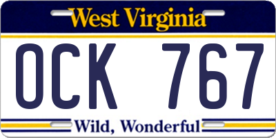 WV license plate OCK767