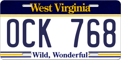 WV license plate OCK768