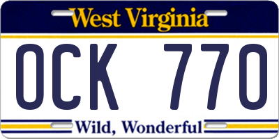 WV license plate OCK770