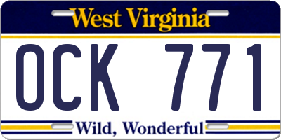 WV license plate OCK771