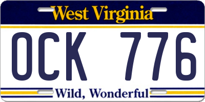 WV license plate OCK776