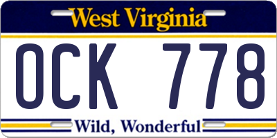 WV license plate OCK778