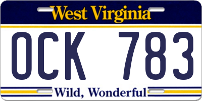 WV license plate OCK783