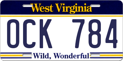 WV license plate OCK784