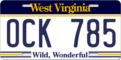 WV license plate OCK785