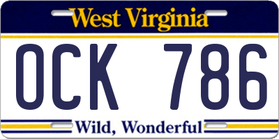 WV license plate OCK786
