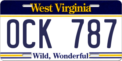 WV license plate OCK787