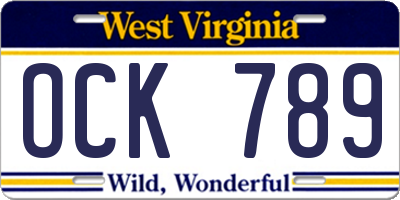 WV license plate OCK789