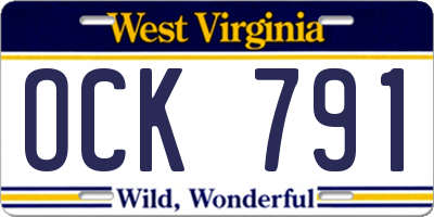 WV license plate OCK791