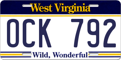 WV license plate OCK792