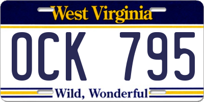 WV license plate OCK795