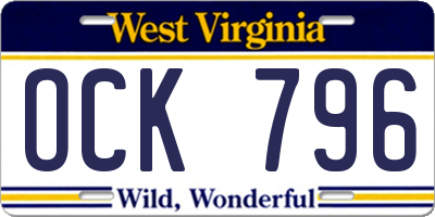 WV license plate OCK796