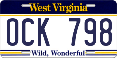 WV license plate OCK798