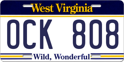 WV license plate OCK808