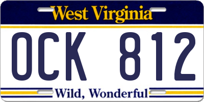 WV license plate OCK812