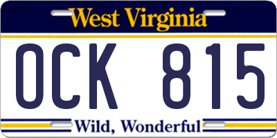 WV license plate OCK815