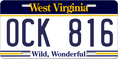 WV license plate OCK816