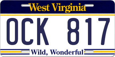 WV license plate OCK817
