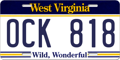WV license plate OCK818