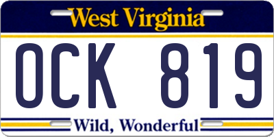 WV license plate OCK819