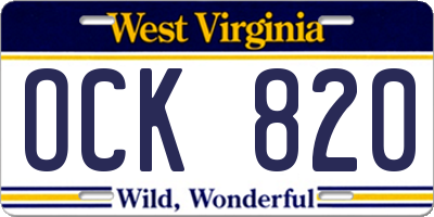 WV license plate OCK820