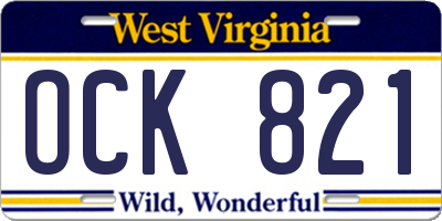 WV license plate OCK821