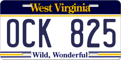 WV license plate OCK825