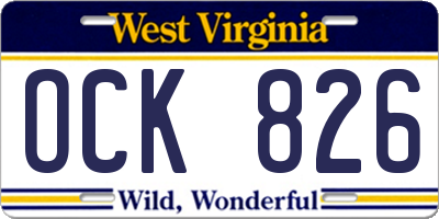 WV license plate OCK826