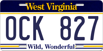 WV license plate OCK827