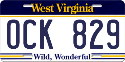 WV license plate OCK829