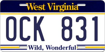 WV license plate OCK831
