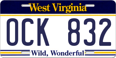 WV license plate OCK832