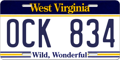 WV license plate OCK834