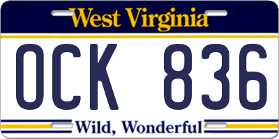 WV license plate OCK836
