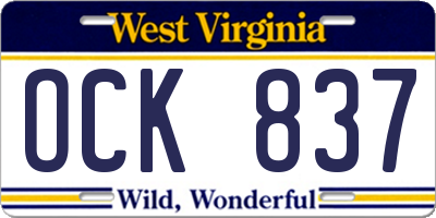 WV license plate OCK837