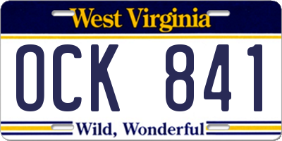 WV license plate OCK841