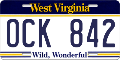 WV license plate OCK842