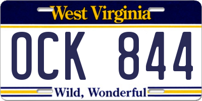 WV license plate OCK844