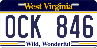 WV license plate OCK846