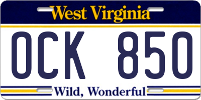 WV license plate OCK850