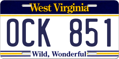 WV license plate OCK851