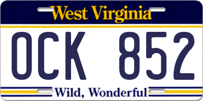 WV license plate OCK852