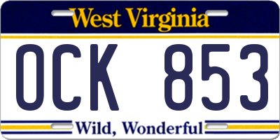 WV license plate OCK853
