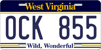 WV license plate OCK855