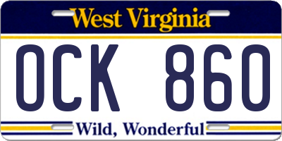 WV license plate OCK860