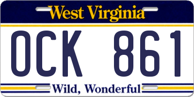 WV license plate OCK861
